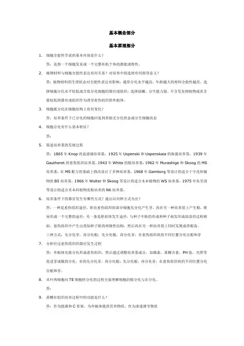 植物细胞工程(吉林大学)-习题库
