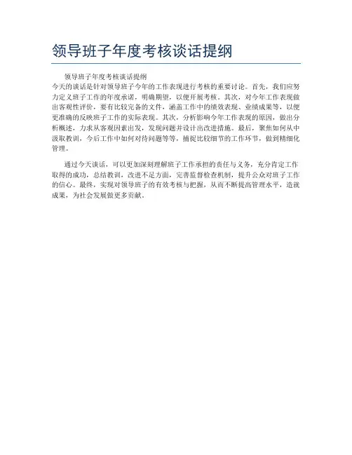领导班子年度考核谈话提纲