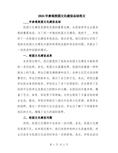 2024年参观校园文化建设总结范文