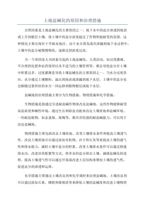 土地盐碱化的原因和治理措施
