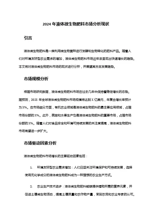 2024年液体微生物肥料市场分析现状