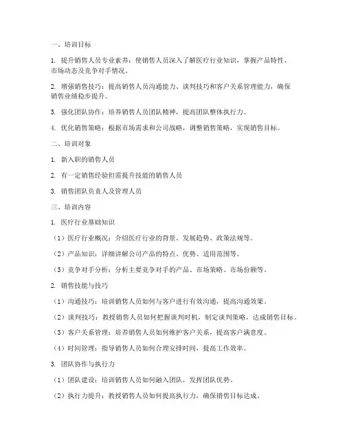 医疗行业销售培训方案