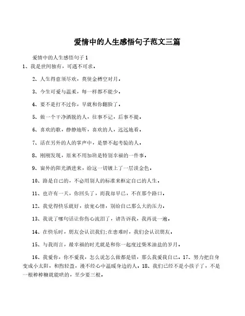 爱情中的人生感悟句子范文三篇