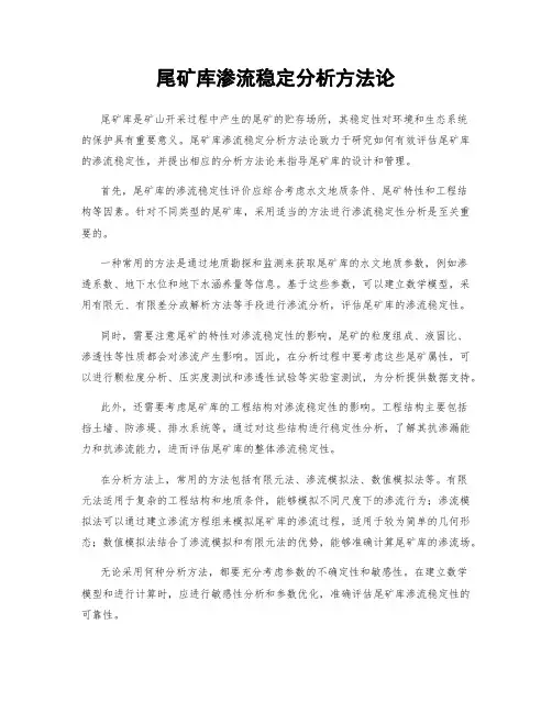 尾矿库渗流稳定分析方法论