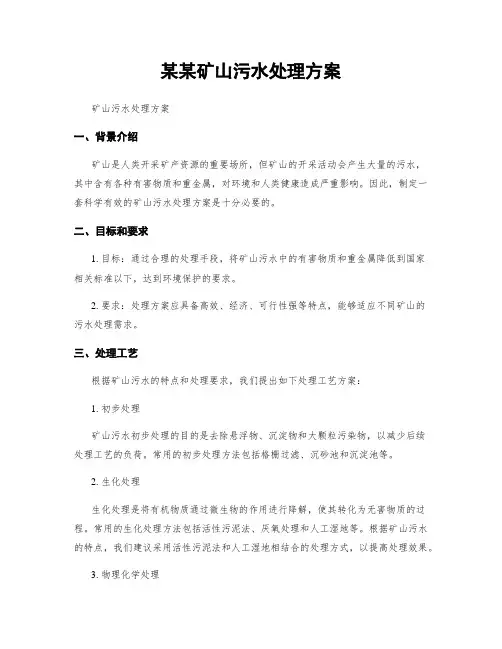 某某矿山污水处理方案