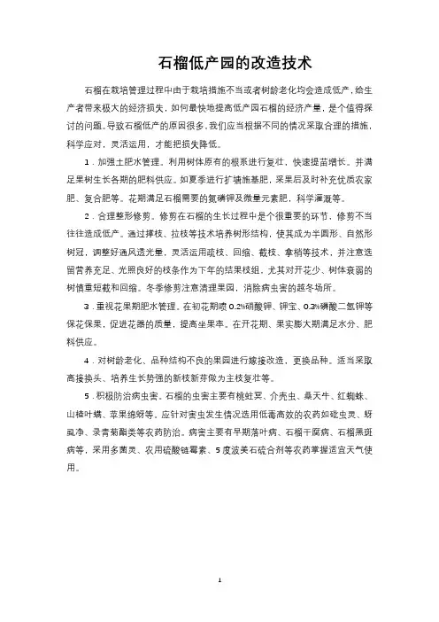 石榴低产园的改造技术