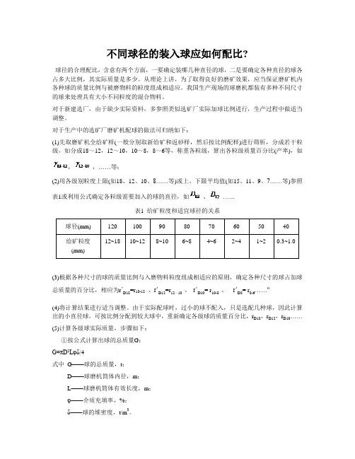 不同球径的装入球应如何配比