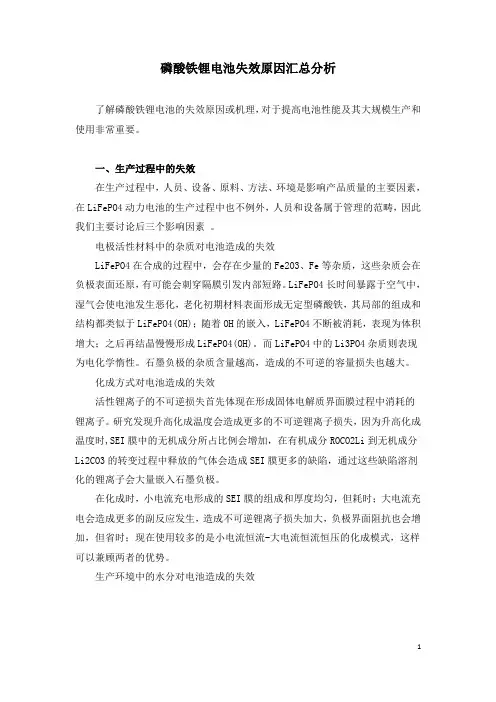 磷酸铁锂电池失效原因汇总分析