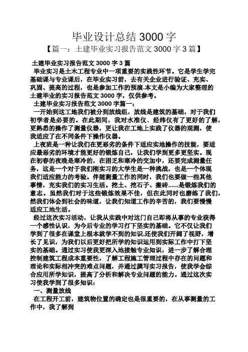 工作总结之毕业设计总结3000字