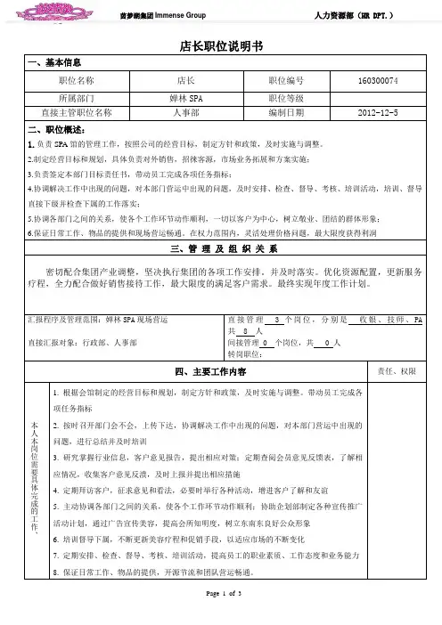 店长职务说明