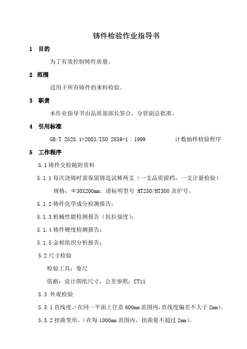 铸件检验标准