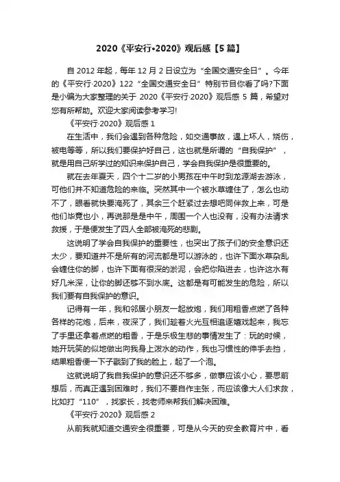 2020《平安行·2020》观后感【5篇】