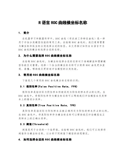 r语言roc曲线横坐标名称