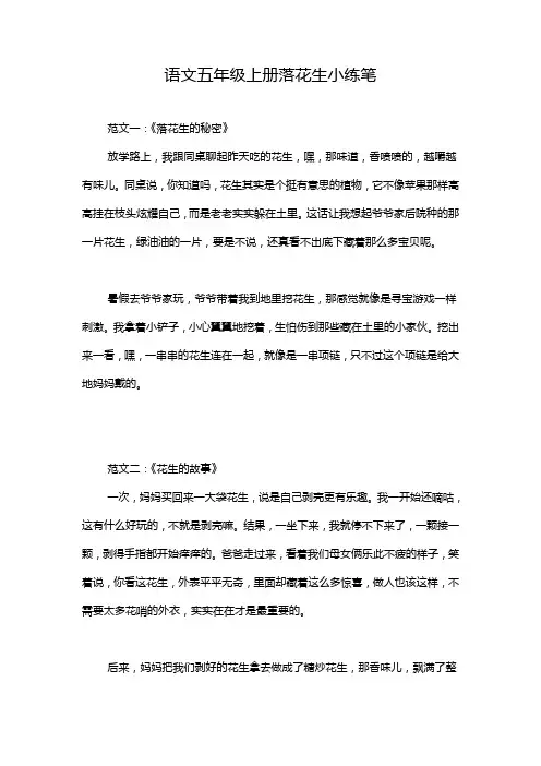 语文五年级上册落花生小练笔