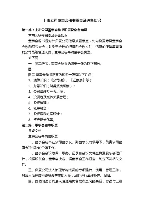 上市公司董事会秘书职责及必备知识