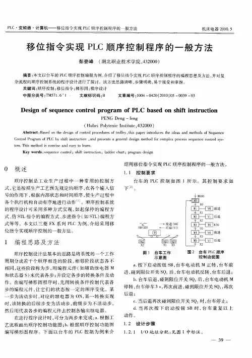 移位指令实现PLC顺序控制程序的一般方法