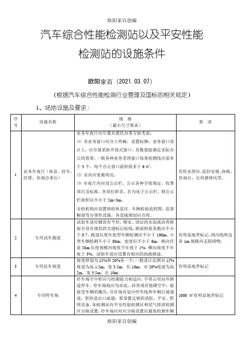 机动车检测站的设施条件之欧阳家百创编