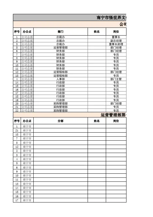 公司通讯录模板
