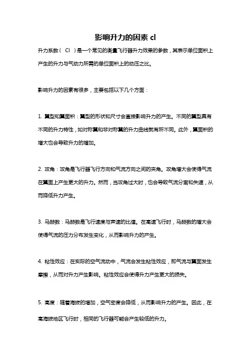 影响升力的因素cl