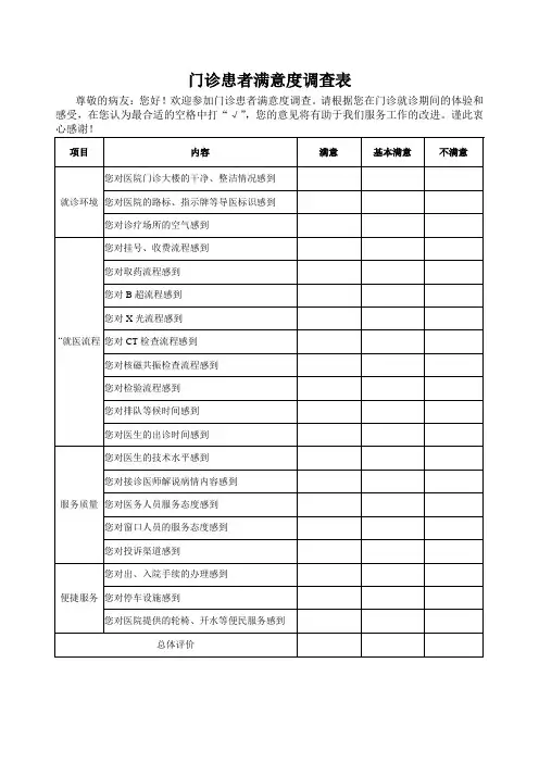 门诊满意度调查