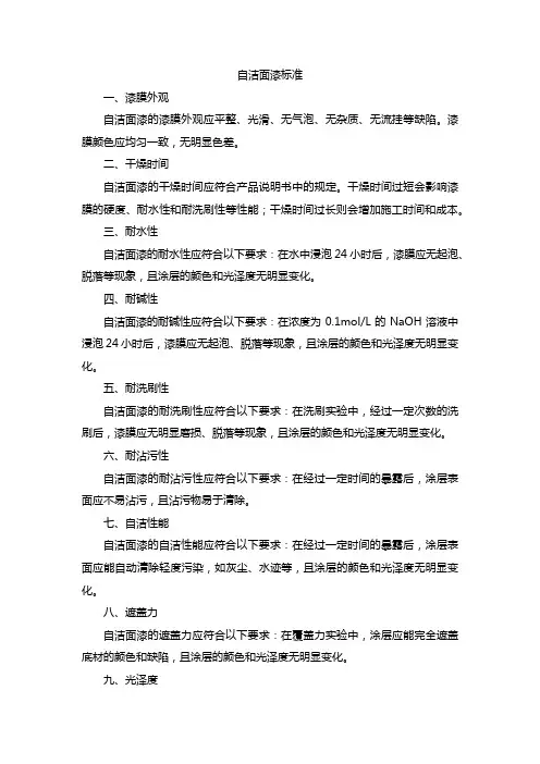 自洁面漆标准