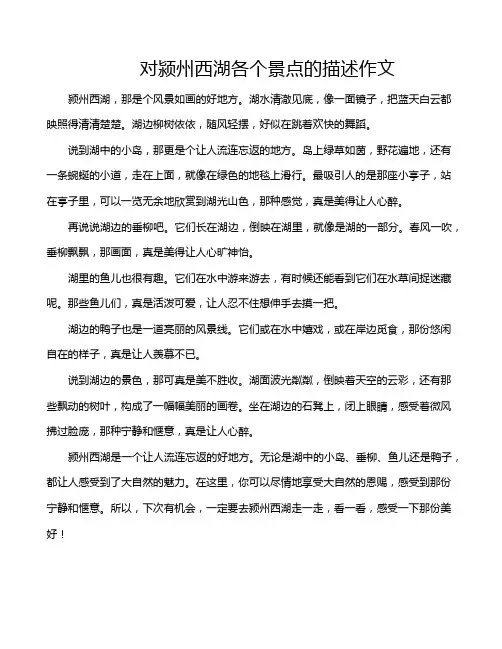 对颍州西湖各个景点的描述作文