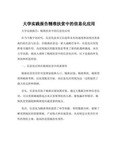 大学实践报告精准扶贫中的信息化应用