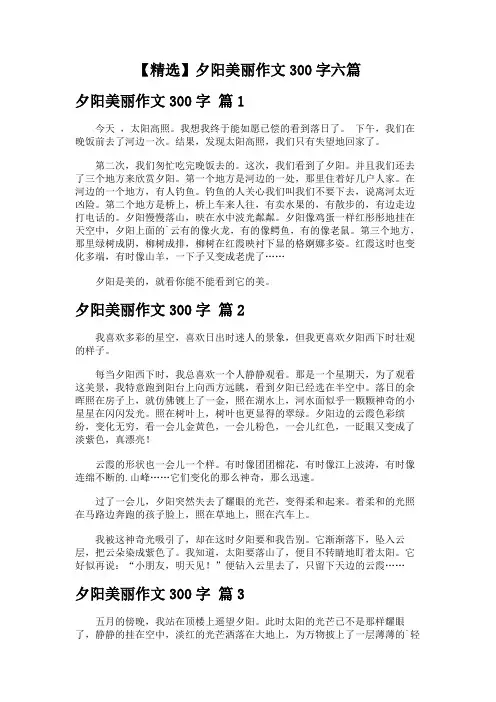 【精选】夕阳美丽作文300字六篇