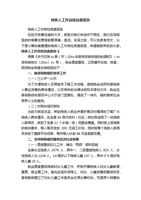 残疾人工作自检自查报告