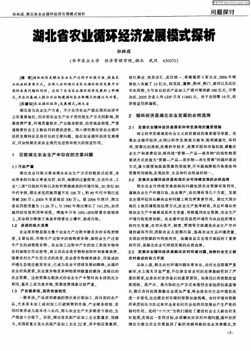 湖北省农业循环经济发展模式探析