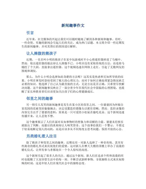新闻趣事作文