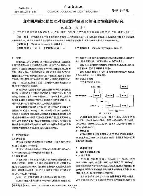 出水回用酸化预处理对糖蜜酒精废液厌氧治理性能影响研究