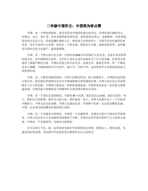 二年级中国作文：中国我为你点赞