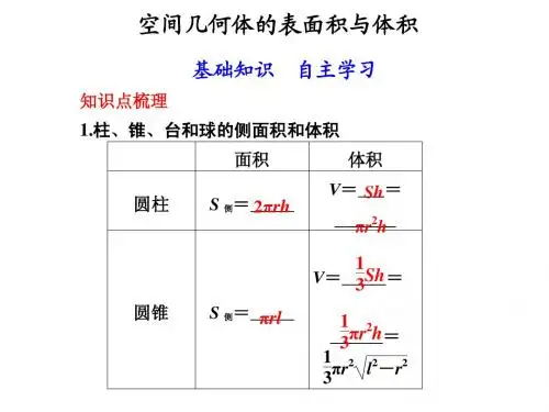 空间几何体的表面积与体积的复习课课件