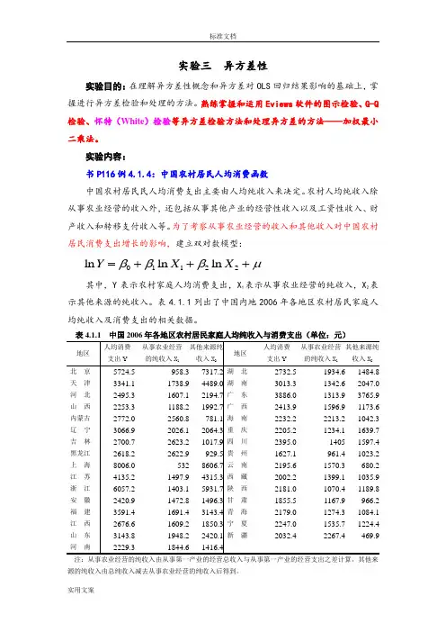 计量经济学 上机实验手册簿
