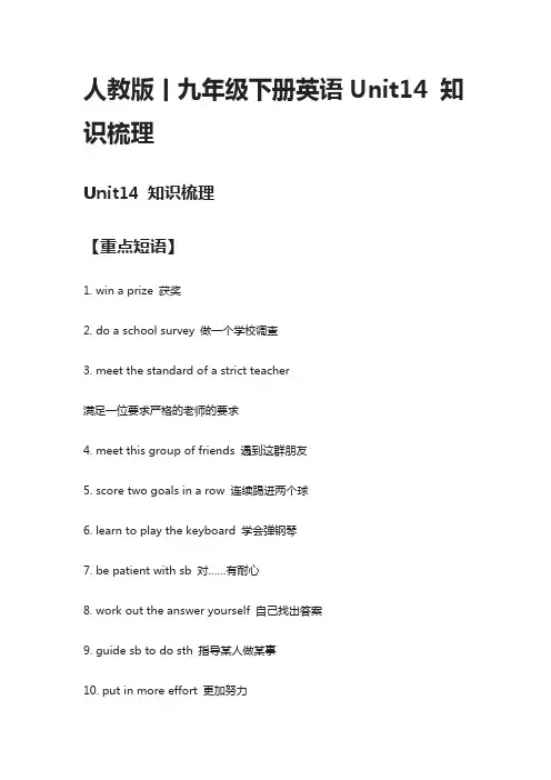 人教版丨九年级下册英语Unit14 知识梳理