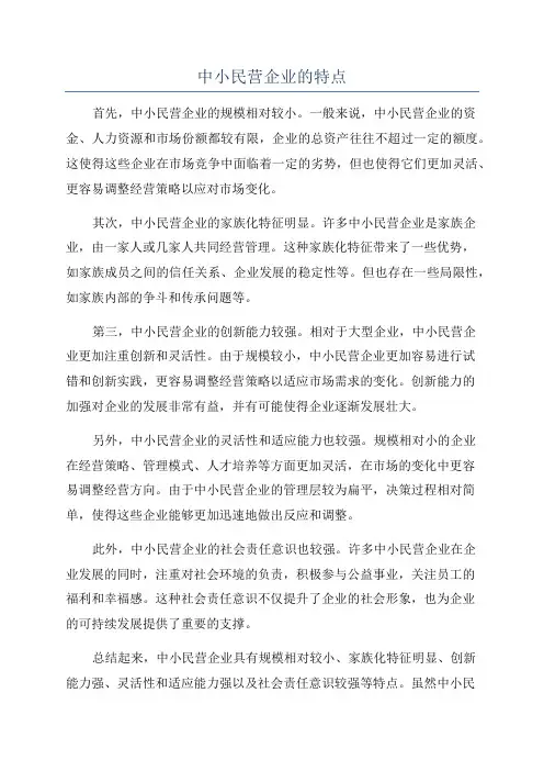 中小民营企业的特点