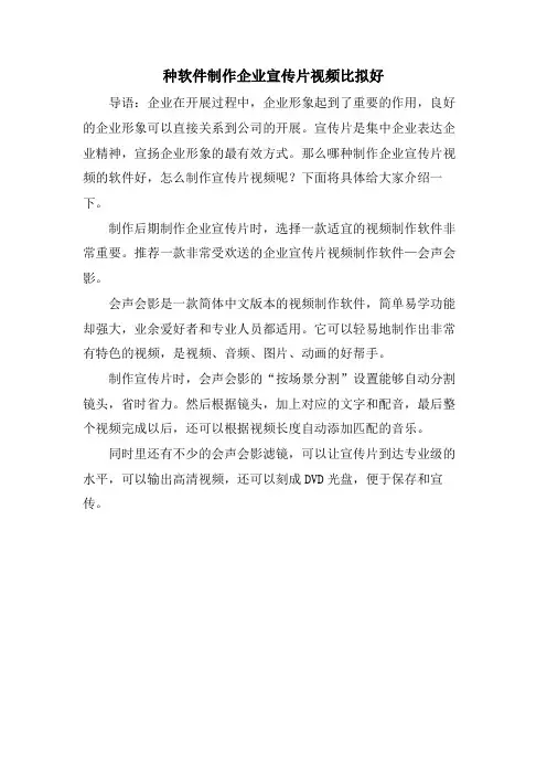 种软件制作企业宣传片视频比较好.doc