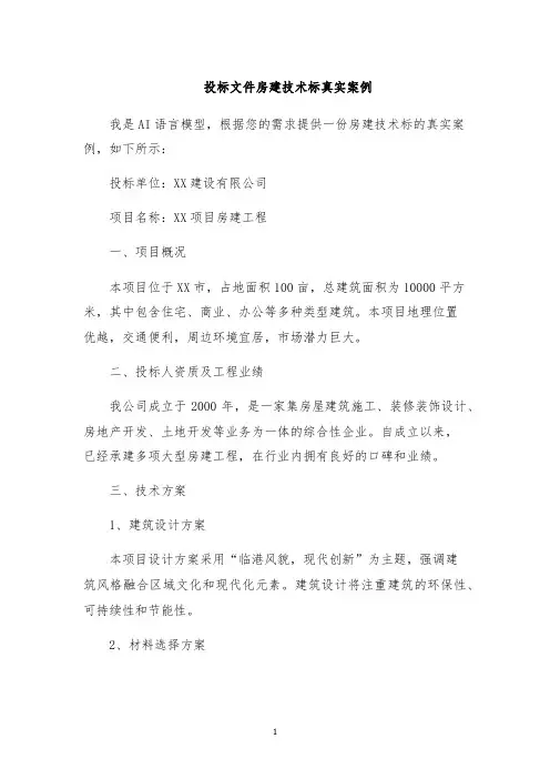 投标文件房建技术标真实案例