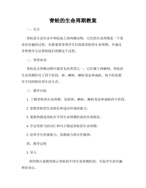 青蛙的生命周期教案