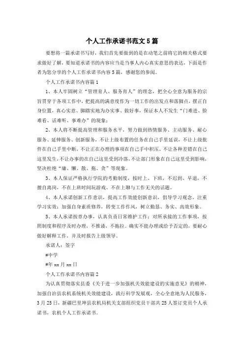个人工作承诺书范文5篇