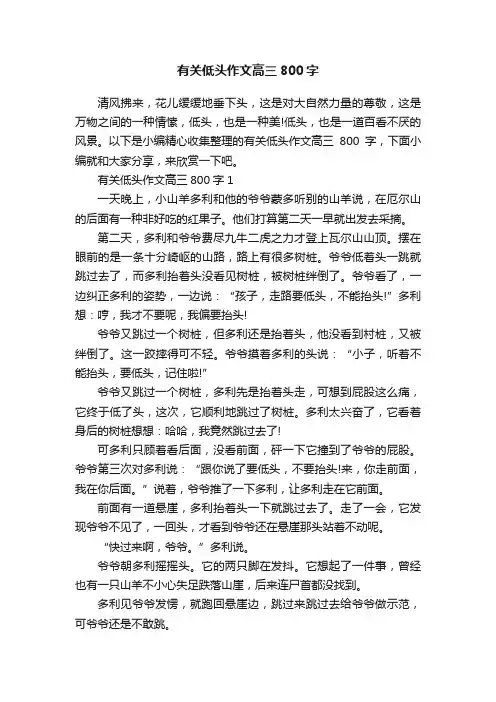 有关低头作文高三800字