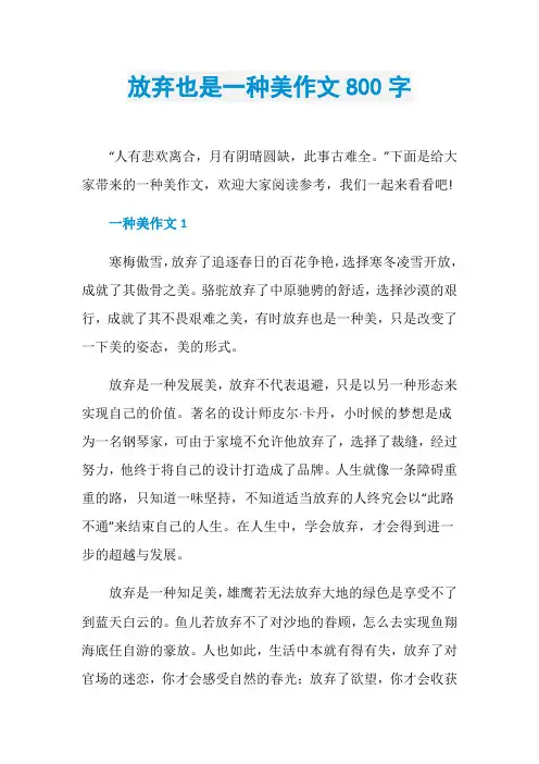 放弃也是一种美作文800字