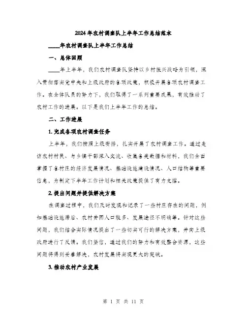 2024年农村调查队上半年工作总结范本(四篇)