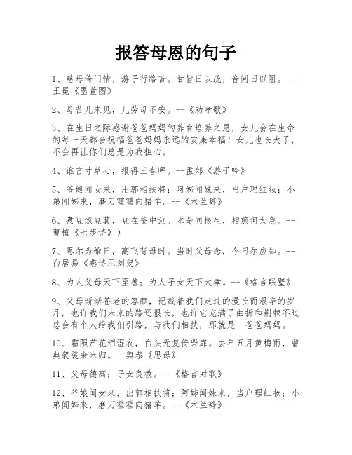 报答母恩的句子