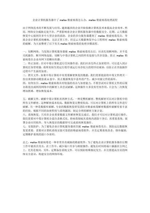 企业计算机服务器中了mallox勒索病毒怎么办,mallox勒索病毒处理流程