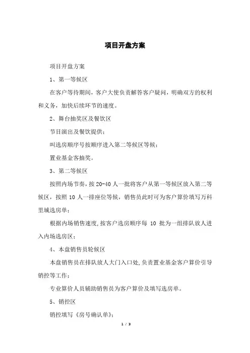 项目开盘方案