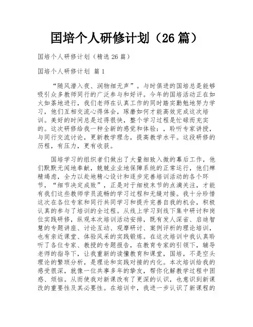 囯培个人研修计划(26篇)