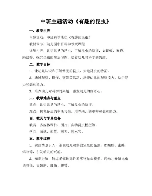 中班主题活动《有趣的昆虫》