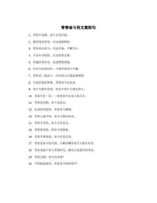 青春奋斗的文案短句